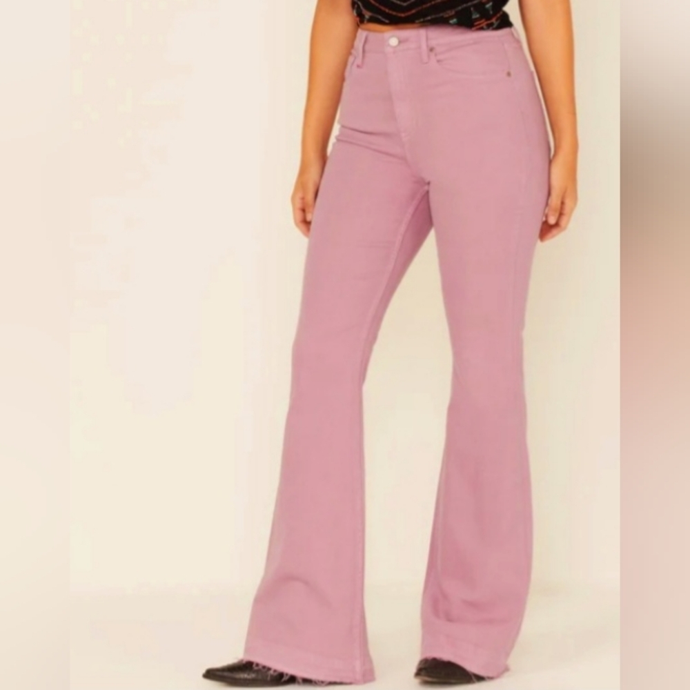 Fashion Nova High Rise Modern Western Blush Flared Jeans Size 16